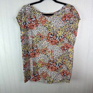 Loft Short Sleeve Floral Blouse Size Large‎